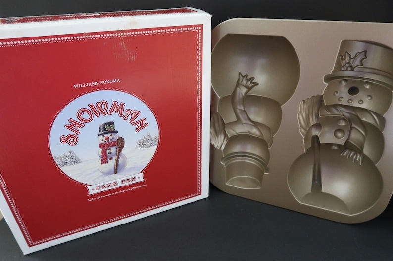 Christmas in July Williams Sonoma SNOWMAN Cake Pan Nordic Ware 3D Large 11 tall Cute Christmas Baking Accessory Unused