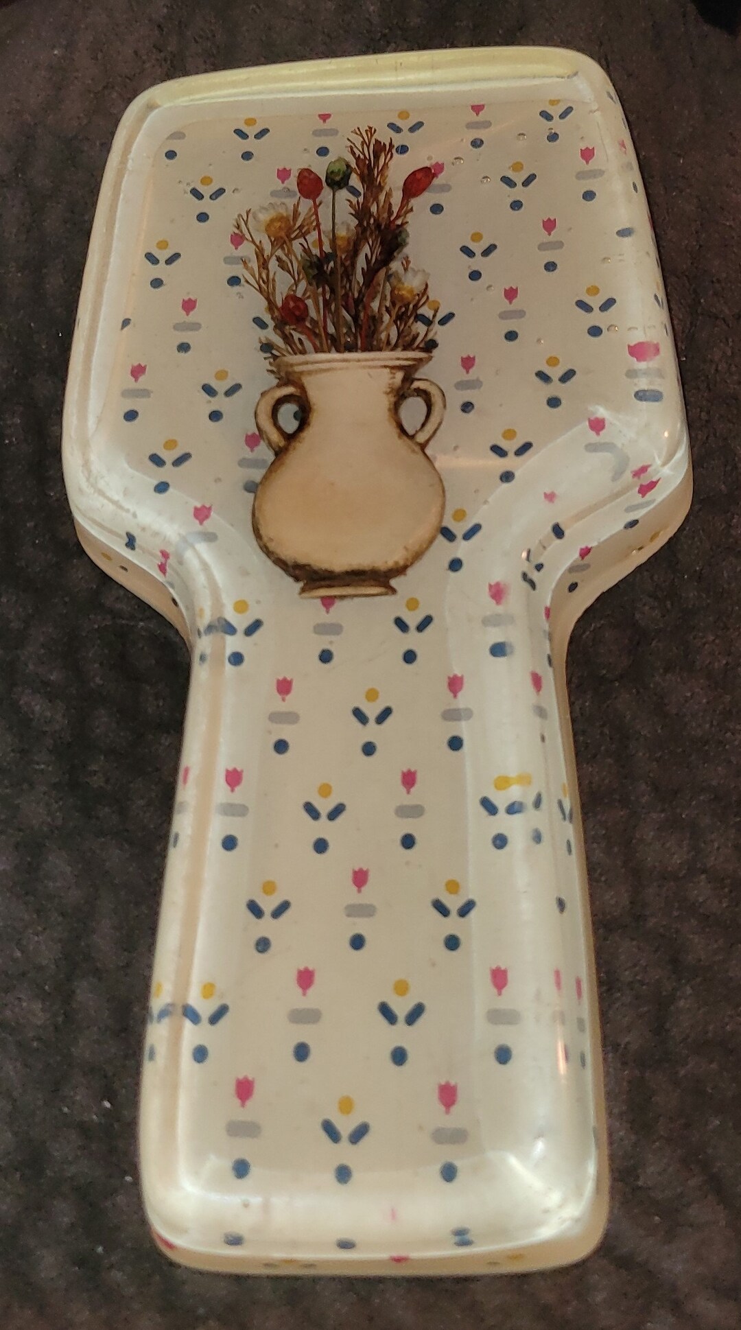 Vintage 1970's Retro Lucite Acrylic Spoon Rest Floral Etsy