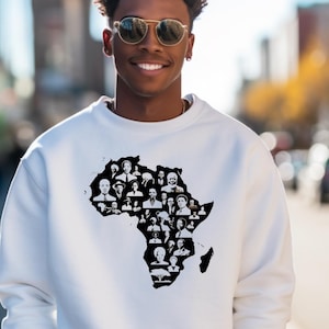 Historische Persönlichkeiten Silhouetten Unisex Sweatshirt, Geschichtskarte der afrikanischen Führer, Nelson Mandela Martin Luker King Jr Maya Angelou Wangari
