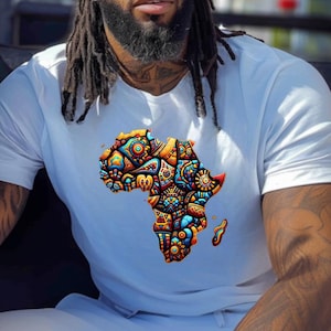 T-shirt unisexe art abstrait africain, chemise carte aux couleurs vives, haut imprimé textile traditionnel, T-shirt de style ethnique, motif africain coloré