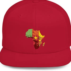 Kleurrijke flat Bill-snapback-hoed met kaart van Afrika - perfect cadeau voor reizigers, Kameroen-hoeden, stijlvolle hoofddeksels, trendy pet, African Pride
