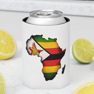 Simbabwe Flagge Dosenkühler | Afrika-Thema Getränkehalter, Sommerparty Zubehör, BBQ, Tailgate Geschenk, Reisebecher, Spaß im Freien