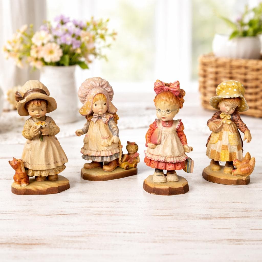 Vintage ANRI Sarah Kay Figurine – Hand-carved Wood Collectible