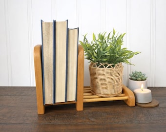 Vintage erweiterbarer Buchhalter aus Holz, Schreibtischorganisator, Kochbuchständer für die Küche