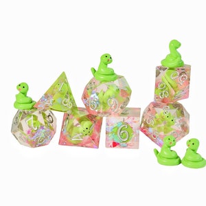Dés serpent, lot de dés D&D fleurs, lot de dés en résine, cadeau pour joueur du MDN, lot de dés RPG, dés polyédriques pour donjons et dragons, dés d&d