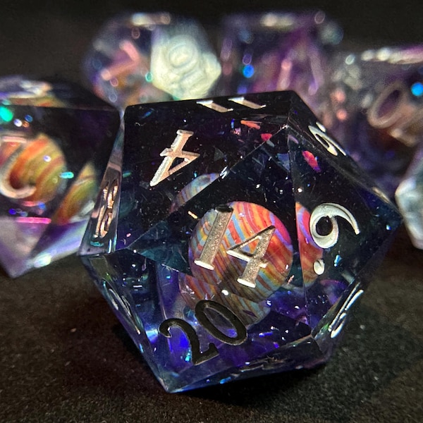 Galaxy Dice, Planet Dice,  Astronomy, DnD Dice Set, Space themed dice, Resin Dice Set, A gift for DnD Player,  RPG Dice Set