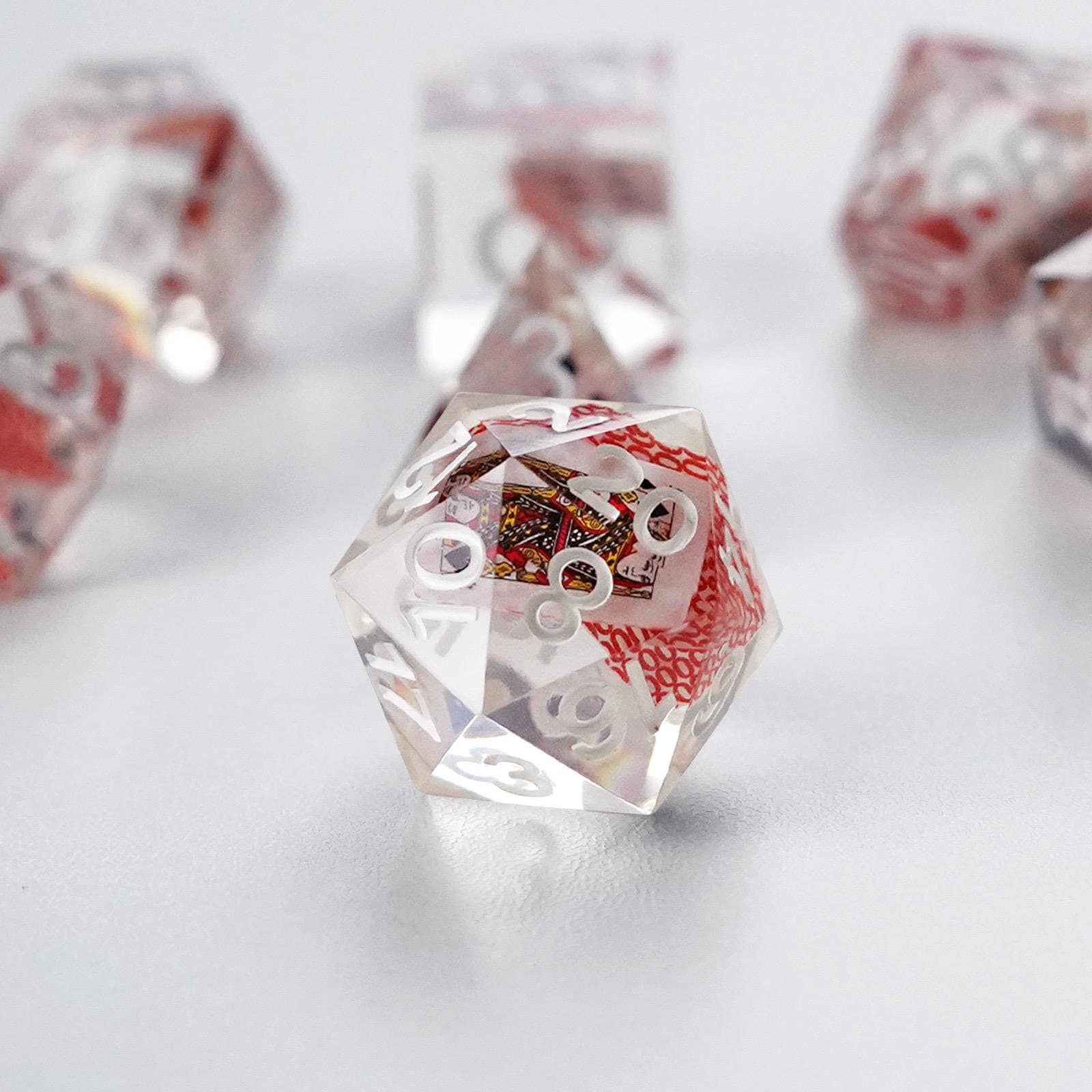 Poker Dice , DnD Dice Set ,Resin Dice Set, Gift for DnD Player,  RPG Dice Set , Dice Filled With Playing Cards