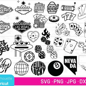 Las Vegas SVG Bundle, Vegas cut files, Las Vegas Clipart, Game Night svgs, Gambling svgs, Casino clipart, Casino DXF, Cricut for Las Vegas
