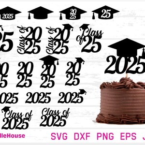 Lot de 2025 fichiers SVG, svg de l'obtention du diplôme, fichiers de coupe de terminale, fichier de coupe de remise des diplômes, classe des 25 décorations, décorations de gâteau de remise des diplômes, 2025,