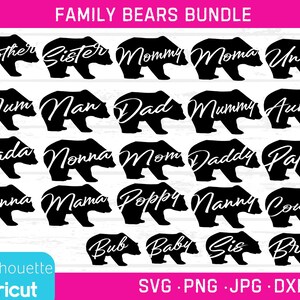 Ensemble famille ours, svg maman ours, fichiers Cricut maman, famille ours svg, svg maman ours, papa ours, bébé ours svg, lots famille, ours svg