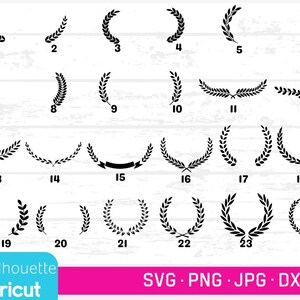 Laurel Bundle, vettori di corone di alloro, vettori di corone, svg di alloro, clipart di corone, anelli di alloro, foglie di alloro, svg di corone di foglie, DXF di corone