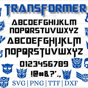 Fuente Robot Png, Alfabeto de Coche, Fuente Auto Bot, Fuente Robot, Fuente de Letras para Sublimación, Letras Cricut, Fuentes TTF, Clipart de Transformers