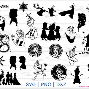 Bundle aus Frozen Cut Files, Elsa SVG, PNG, DXFs, Elsa und Ana svgs, Olaf Clip Art, Olaf svgs, Let it go svg-Digital Download