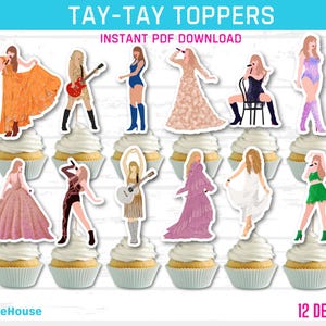 Toppers per cupcake Tay Tay - Download PDF - My Eras Party Props, TS Props, Toppers per torte Swift, Toppers per cupcake Tay -