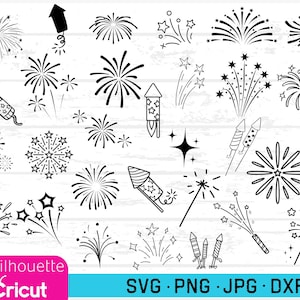 Fichiers de découpe de feux d'artifice, images vectorielles de feux d'artifice, svg de feux d'artifice, pétard, craquelins, dxf de feux d'artifice, vecteurs du Nouvel An, svg de feux d'artifice,