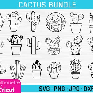 Paquete de archivos de corte de cactus, SVG, DXF, PNG, archivos SVG de cactus, archivos SVG de cactus, imágenes prediseñadas de cactus, archivo de succa, archivo de corte suculento, archivos DXF de cactus