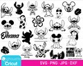 Bundle of SVGs, PNGs, JPGs, DXFs Lilo and Stitch cut files,  Ohana svg, Stitch clip art, Lilo svgs, Lilo and Stitch Silhouettes, Stitch DXFs