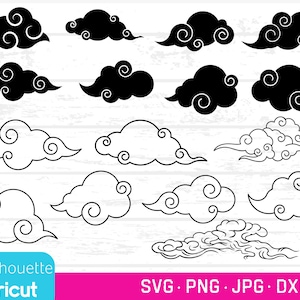 Divine Clouds SVGs PNGs JPGs, DXFs Anime Clouds svg, Anime Clouds svg, Clouds, Anime Style cut file, Kintoun svgs