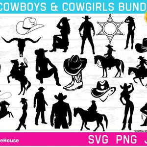 Cowboys und Cowgirls SVG, PNGs, JPGs, Cowboys svg, Cowgirls svg, Cowboys und Cowgirls bündeln, Wilder Westen svgs - Digital Download