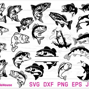 Pacchetto SVG di pesce persico, file SVG di pesce persico, file di taglio di pesce grosso, file SVG di persico trota, file SVG di vita di lago, file di taglio del pescato del giorno, grafica di pescatori,
