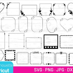 Cornici con bordi d'amore SVG, JPG, PNG, DXF, cornici d'amore svg, quadrati con cuori d'amore, cornici con cuori d'amore, bordi con cuori svg, San Valentino svg