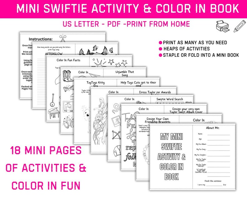 Tay tay activities printables ts color in mini activity and color