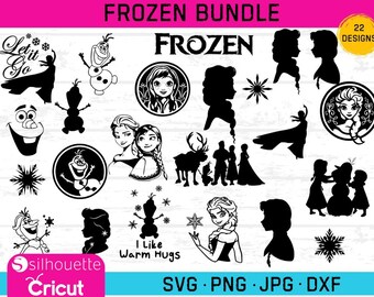 Bundle of Frozen Vectors, Elsa SVG, PNG, JPG, DXFs, Elsa and Ana  svg, Frozen clip art, Olaf svgs, Let it go svgs -Digital Download