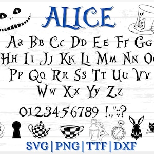 Czcionka Alice Png, Alfabet Alicji, Magiczna Czcionka, Sublimacja Czcionki Litery, Litery Cricut, Czcionki TTF, Clipart Alicji, Ikony Harry'ego