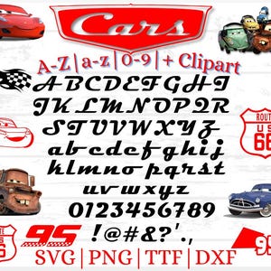 Lightning Cars polices Png, alphabet voiture, polices de caractères Lightning McQueen, sublimation de polices de lettres voiture, lettres Cricut, polices TTF, clipart voitures,
