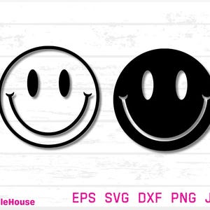 Vecteurs de smiley, smiley emoji svg, conception de smiley pour Cricut, camée silhouette, svg Happy Face, découpe de visage Papercraft