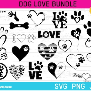 Bundle von Hundeliebhaber SVG, PNGs, JPGs Hund svg, Hund Clip Art, Hundeliebe Herzen Silhouetten, ich liebe meinen Hund Vektoren - Digital Downloads