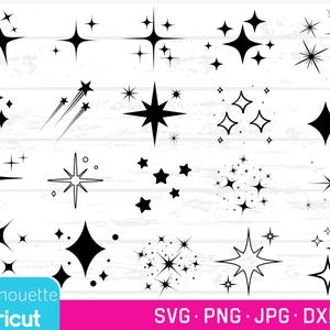 Sparkle Stars gesneden bestanden, Sparkling Stars Vector bundel, SVG, JPG, PNG, Star-svg's, Sparkle Stars-illustraties, Star-tatoeages, Group of Stars-svgs,