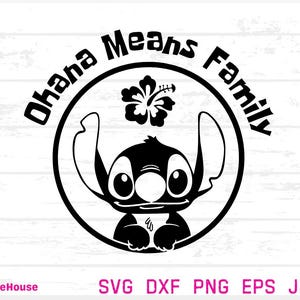 Arquivos de corte Ohana significa família, Ohana significa família svg, Stitch svg, Ohana svg, Stitch dxf, Ohana família eps, arquivos de ponto Cricut