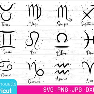 Sparkle Star Sign-bundel, Star Sign-vectorbundel, Cricut Cut-bestanden, horoscoop-svgs, Star Sign DXF, Print & Cut Star Signs, Month Sign-svg,