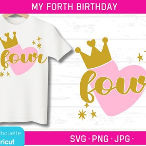 Vierde verjaardag gesneden bestand, 4e verjaardag svg, verjaardag outfit svgs, mijn vierde verjaardag, verjaardag gesneden bestanden, 4e verjaardag, Cricut verjaardagsbestanden