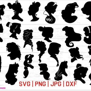Prinzessin Cameo Silhouette Bundle, SVG, PNG, JPG, Prinzessin Profil, Prinzessinen svg, Prinzessin Clip Art, Prinzessin Cameos, Prinzessin Büsten,