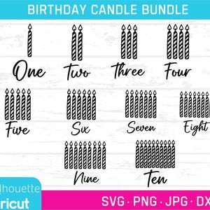 Geburtstagskerzen-Bundle, Geburtstags-Shirt-Ideen, Mein Geburtstag-Svgs, DXFs, PNGs, Mein erster Geburtstag, 1. Geburtstag, 2. Geburtstag, Party Cut-Dateien
