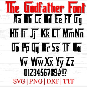 Fuentes PNG de El Padrino, Fuentes SVG, Fuente de película, Alfabeto de El Padrino, Fuentes Cricut, Mafia SVG, Fuentes TTF de El Padrino, Fuente Scarface