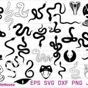 Pacote de cobras SVGs, PNGs, JPGs, DXFs, arquivos de corte de cobra, SVGs de silhueta de cobra, Clip Art de cobra, Ícones de cobra, arquivos de corte de cobra, SVG de cobra Cricut