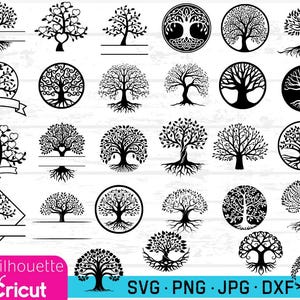 Pacchetto Albero della vita, file di taglio SVG PNG DXF JPG Albero della vita, file svg di monogrammi, file svg di alberi, vettori di alberi genealogici, file di taglio di alberi genealogici