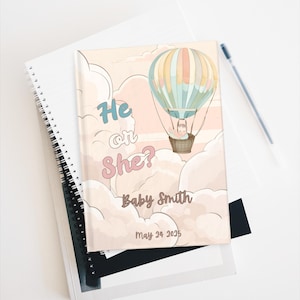 Personalized Gender Reveal Journal, Baby Shower Memory Book, Up in the Air Themed Diary, Future Baby Keepsake Notebook, Pregnancy Planner