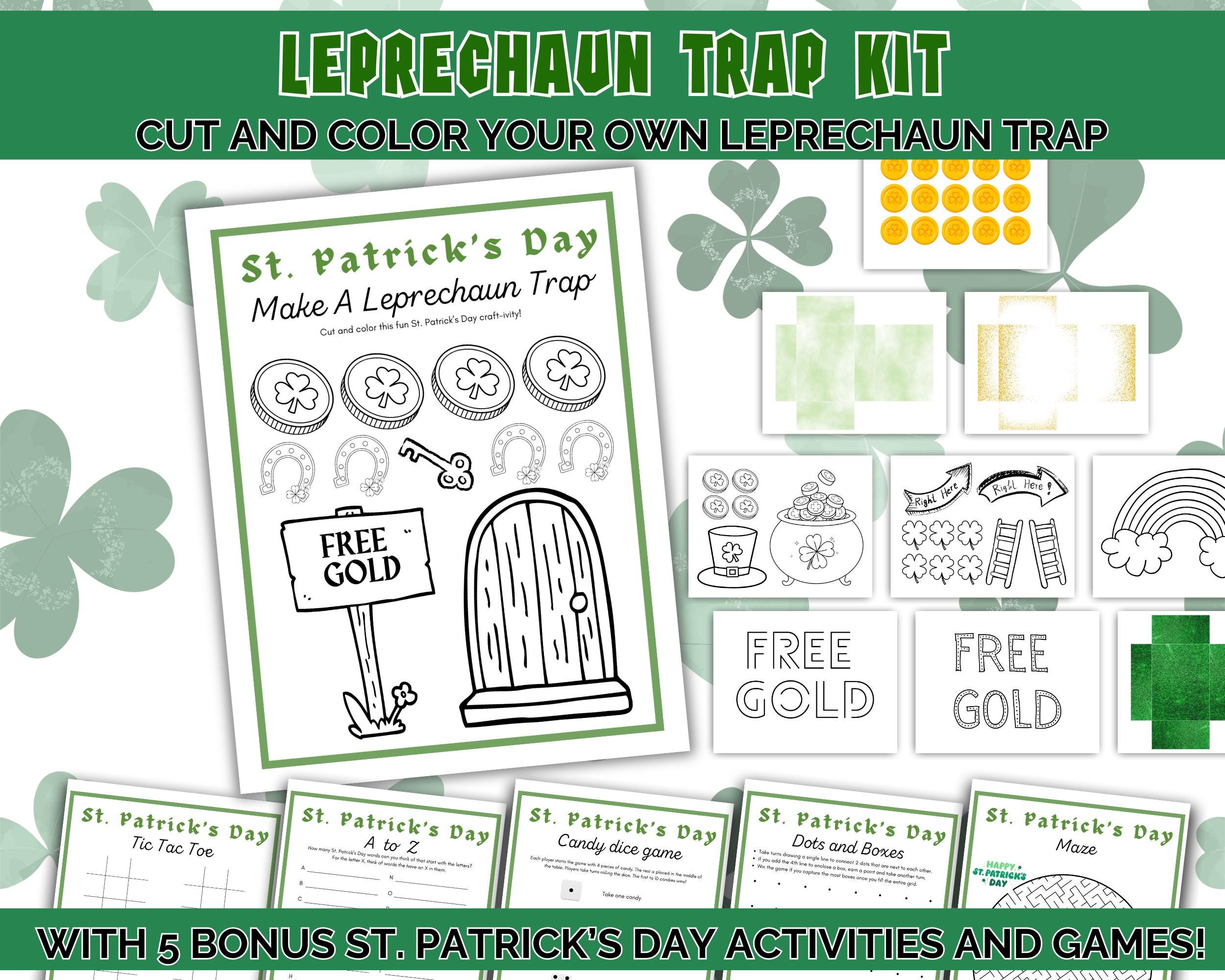 St Patricks Day Leprechaun Trap, Fun DIY Craft, Cut and Paste,…