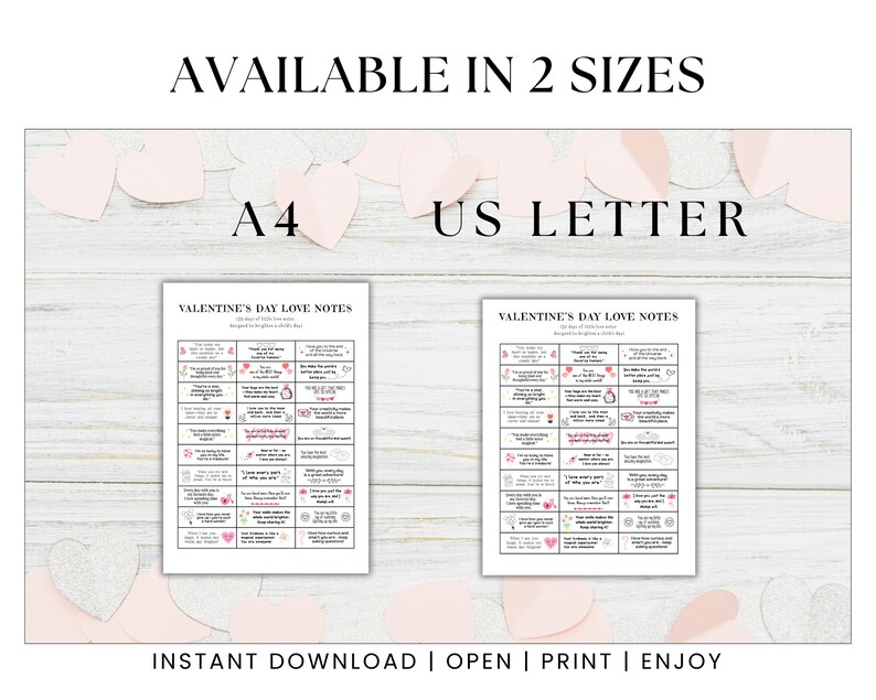 2 sizes available - A4 and US Letter