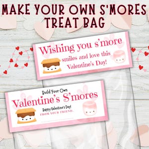 Créez votre propre sac à cadeaux Smores Kid pour la Saint-Valentin à imprimer | Sac de cadeaux unique amusant et amusant pour une collation pour une école préscolaire pour une classe préscolaire