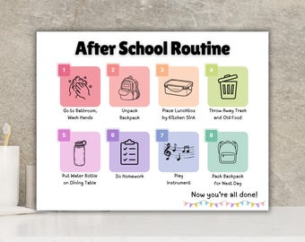 Kids After School Routine Chart Printable | Visual Schedule | After School Checklist PDF | Step by Step Chart, ADHD Autism Friendly Download