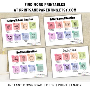 Bedtime Routine Chart Printable | Bedtime Checklist Visual Guide | Bedtime Routine Step by Step Kids Visual Chart | Toddlers Preschooler Kid image 7
