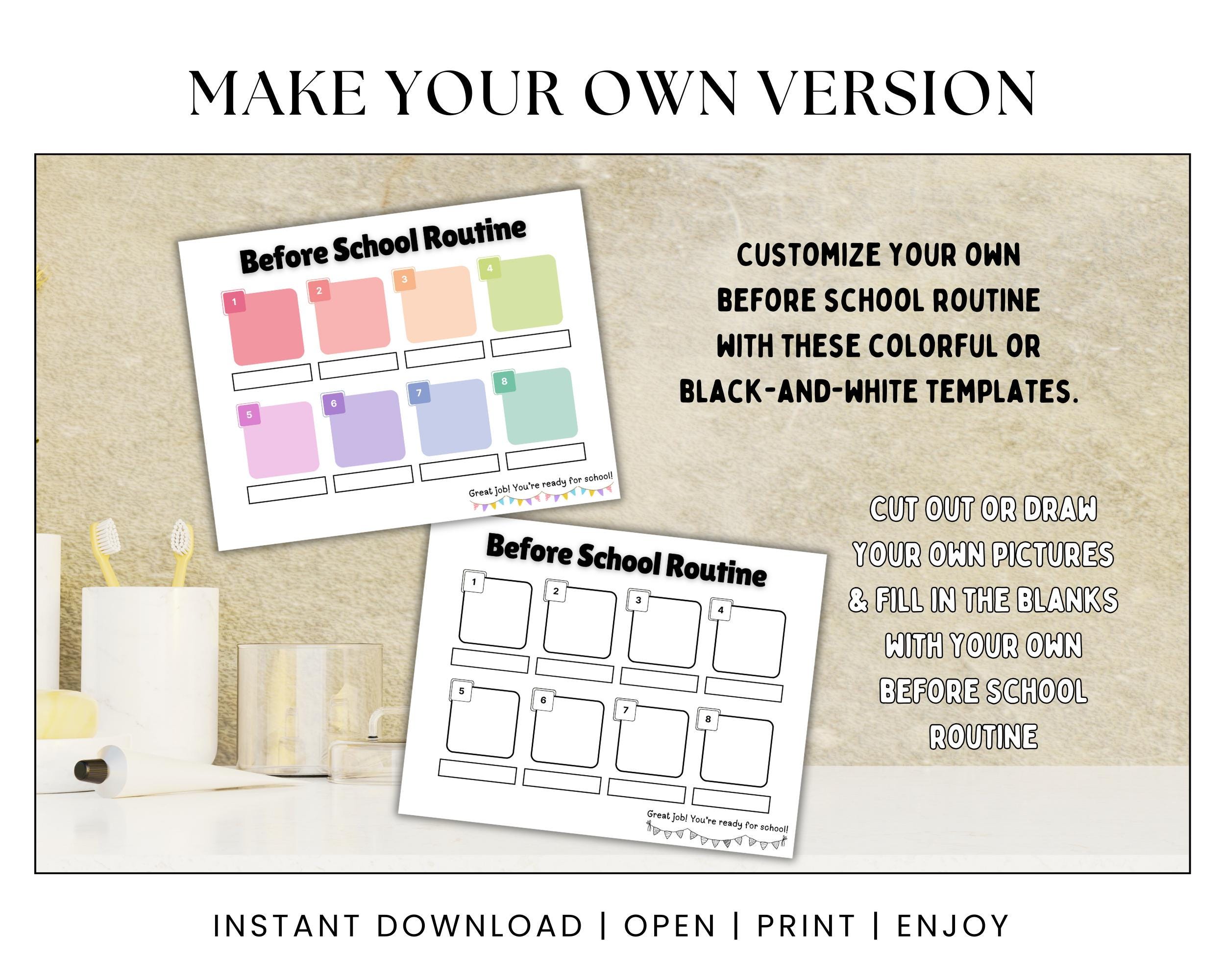 Before School Chart Printable | Get Ready for School Checklist Visual ...