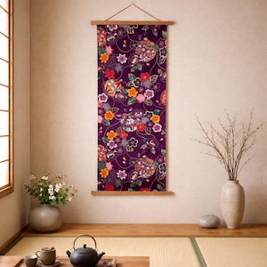 日本のタペストリー、日本の布製壁掛け、禅スタイルの壁飾り、掛け軸、日本の壁掛けアート 画像 2