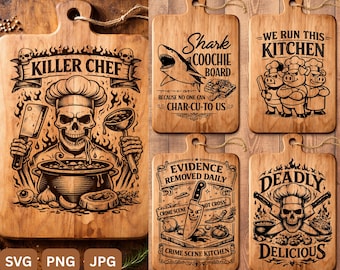 20+ Funny Cutting Board Engraving File, Sarcastic Cutting Board SVG Laser Engraving File Charcuterie Skull Cutting Board SVG Png