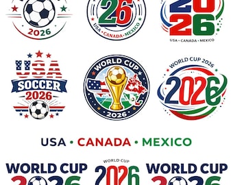 Soccer 2026 SVG PNG Bundle | Global Soccer Tournament Design | USA Canada Mexico Football Graphic for T-Shirts & Cricut